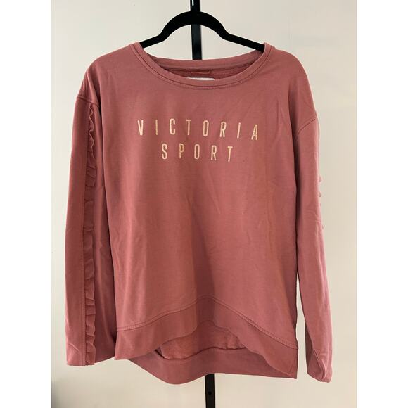 Victoria's Secret Sport Pullover- Medium- ruffles on long sleeves, pink, - Picture 1 of 5